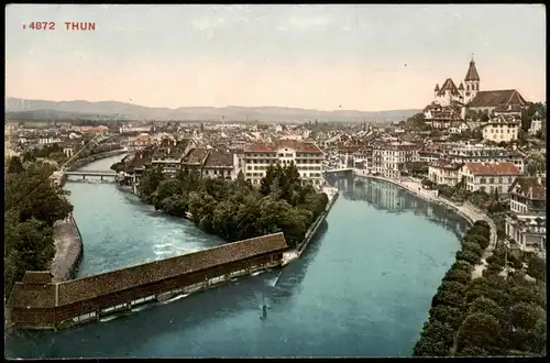 Ansichtskarte Thun Thoune Panorama-Ansicht 1910