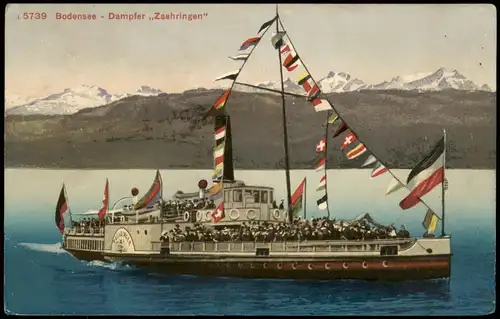 Ansichtskarte  Bodensee Schiff Dampfer "Zaehringen" 1912