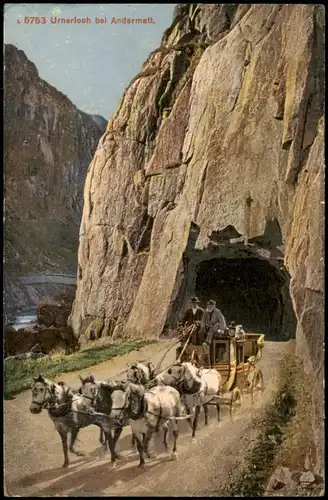 Andermatt Umland-Ansicht mit Urnerlooh Pferde Fuhrwerk Kutsche 1910