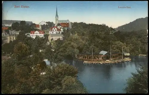 Ansichtskarte Bad Elster Louisa-See, Stadt, Anlegestelle 1917