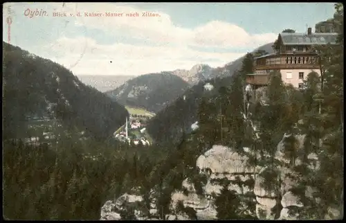 Ansichtskarte Oybin Panorama Blick v. d. Kaiser-Mauer nach Zittau 1910