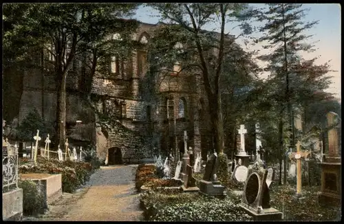 Ansichtskarte Oybin Kirchhof u. Ruine 1910