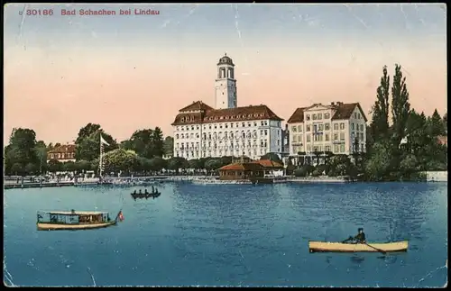 Ansichtskarte Bad Schachen-Lindau (Bodensee) Ortsansicht, Partie am See 1921