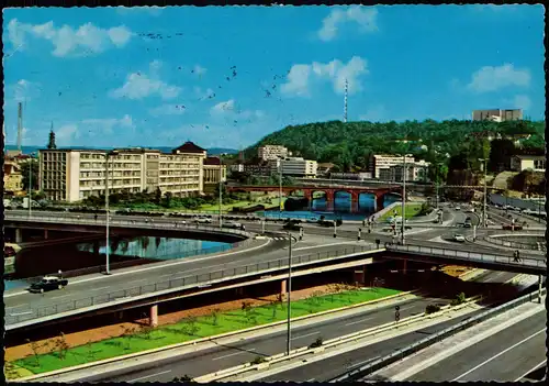 Ansichtskarte Saarbrücken Stadtteilansicht mit Stadtautobahn 1965