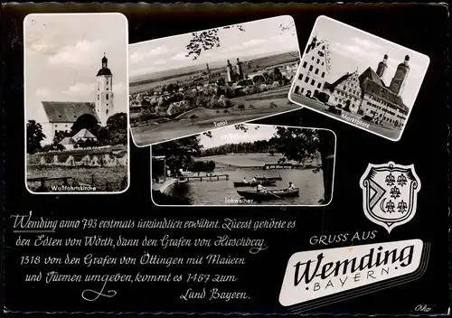 Ansichtskarte Wemding Wallfahrtskirche, Lohweiher, Marktplatz 1963