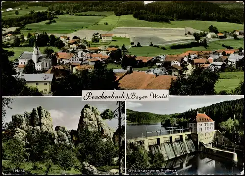 Ansichtskarte Prackenbach (LK Regen) 3 Bild: Stadt, Pfahl, Kraftwerk 1962