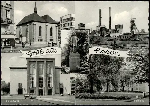 Ansichtskarte Essen (Ruhr) Marktkirche, Zeche, Opernhaus, Saalbau 1968
