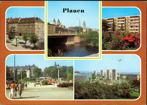 Plauen (Vogtland)   Seehaus, Otto-Grotewohl-Platz, Hochhäuser am Bahnhof 1983