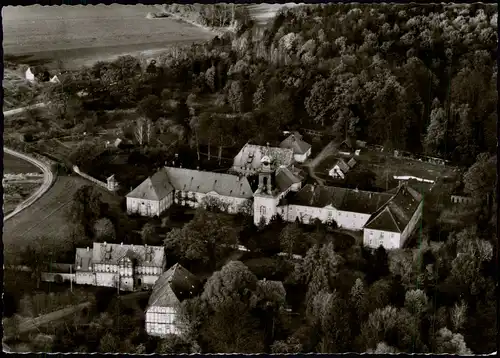 Bad Bevensen Kloster Medingen vom Flugzeug aus, Luftaufnahme 1960