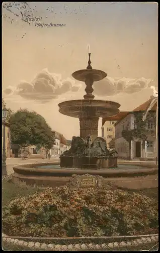 Ansichtskarte Rastatt Partie am Pfeifer-Brunnen 1920