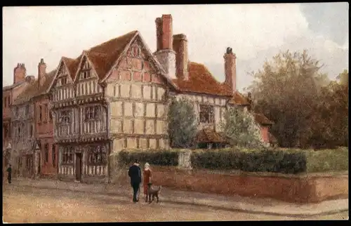Stratford-upon-Avon NASH'S HOUSE (NEW PLACE MUSEUM), Künstlerkarte 1910