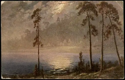Ansichtskarte  Künstlerkarte Gemälde Kunstwerk: "Am Waldsee" 1923