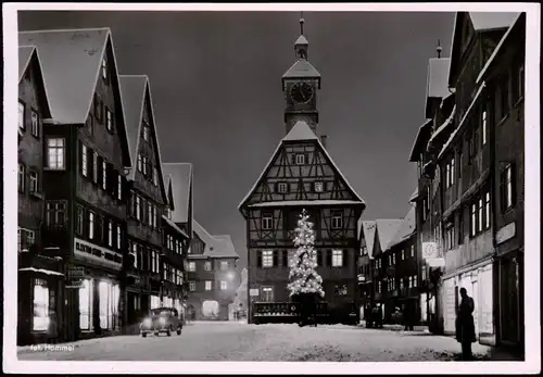 Ansichtskarte Künzelsau Hauptstraße zur Weihnachtszeit 1953