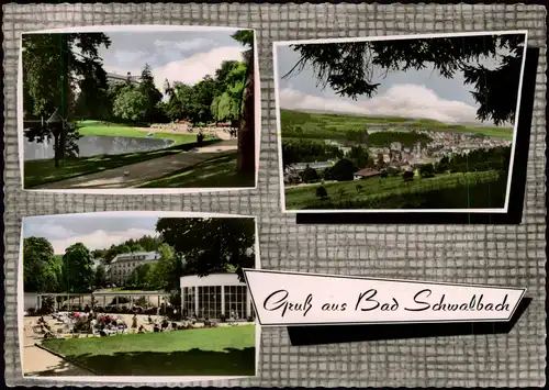 Bad Schwalbach Langenschwalbach Stadtansichten - 3 Bild - Colorfotokarte 1962