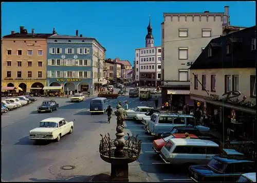 Ansichtskarte Rosenheim Ludwigsplatz, Autos - VW Bulli 1968