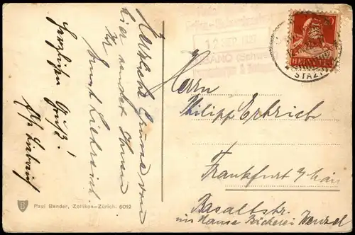 Ansichtskarte Lugano Paradiso 1927