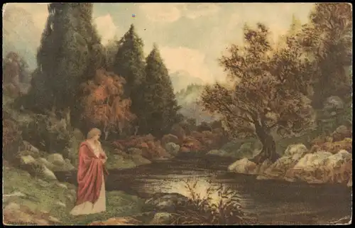 Ansichtskarte  Künstlerkarte Frau am Fluss - Antike 1908