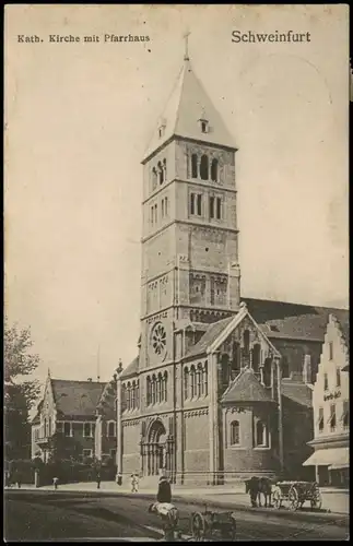 Ansichtskarte Schweinfurt Kath. Kirche mit Pfarrhaus 1912