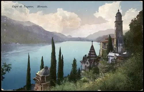 Ansichtskarte Morcote Panorama-Ansicht mit Lago di Lugano 1912