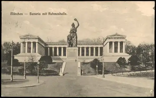 Ansichtskarte Ludwigsvorstadt-München Bavaria mit Ruhmeshalle 1910