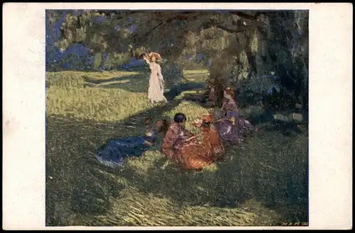 Künstlerkarte Künstler (Art) Al. Kalvoda (Picknick, Landschaft) 1920