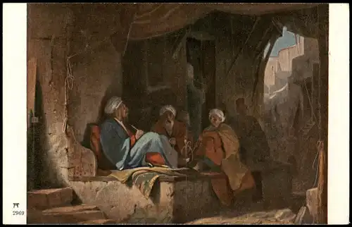 Künstlerkarte Künstler (Art) Carl Spitzweg Türken im Kaffeehause 1920