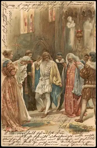Ansichtskarte  Künstlerkarte Prinz, Religiöse in der Kirche 1904