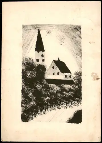 Ansichtskarte  Kirche, Künstlerkarte 1934  gel. Stempel Grötzingen