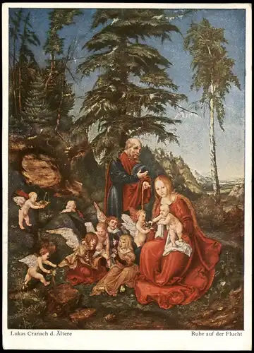 Ansichtskarte  Lukas Cranach, Ruhe auf der Flucht 1950