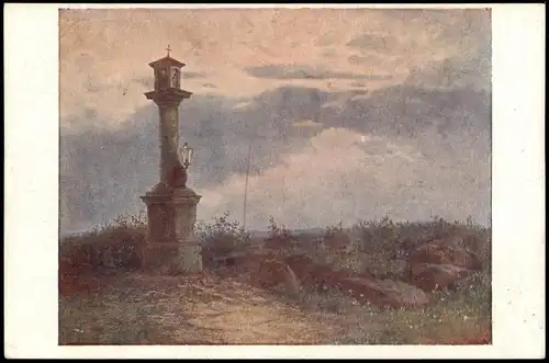 Künstlerkarte Gemälde Kunstwerk (Art) K. Rašek: Boži muka. Gotteskreuz 1920