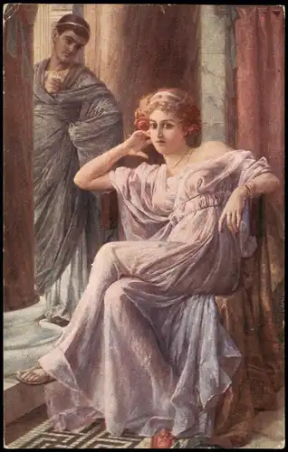 Künstlerkarte Gemälde Kunstwerk (Art) Rubert Auer: Otazka, Frage 1917