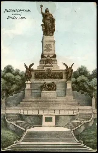 Ansichtskarte Rüdesheim (Rhein) National-Denkmal auf d. Niederwald 1909