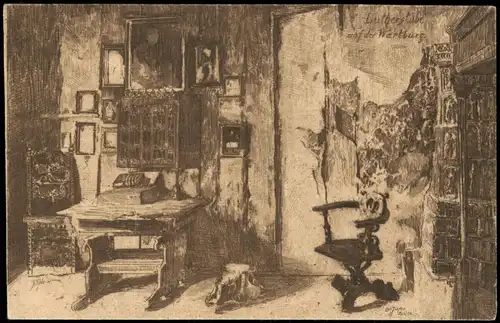 Ansichtskarte Eisenach Wartburg Innenansicht, Künstlerkarte 1900