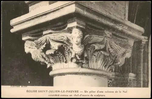 Paris ÉGLISE SAINT-JULIEN-LE-PAUVRE - Un pilier d'une colonne de la Nef 1913