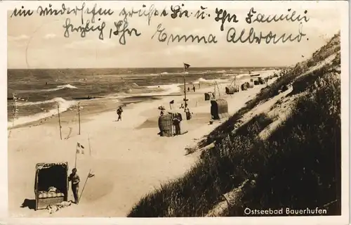 Postcard Bauerhufen-Großmöllen Chłopy Mielno Strandleben 1941  gel. Stempel Köslin