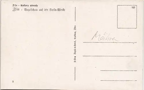 Postcard Zlin (Gottwaldov) Zlín Vogelschau auf die Bata-Werke 1940