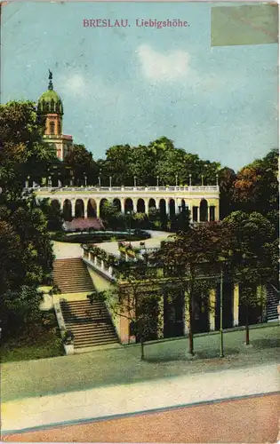 Postcard Breslau Wrocław Liebigshöhe. 1914  gel. Feldpost