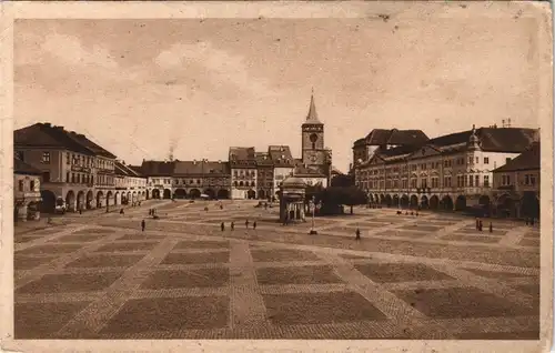 Postcard Jitschin (Gitschin) Jičín Velké náměstí. Marktplatz 1938