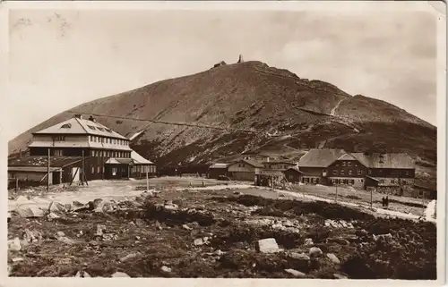 Postcard Krummhübel Karpacz Schneekoppe mit dem Schlesierhaus 1928