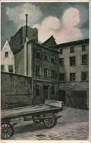 Breslau Wrocław Historische Stätten, Hinterhof - Künstlerkarte 1915