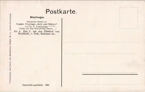 Breslau Wrocław Historische Stätten, Hinterhof - Künstlerkarte 1915