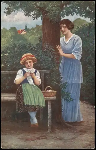 Künstlerkarte Gemälde Kunstwerk (Art) J. Winter pinx. Mutters Liebling 1920