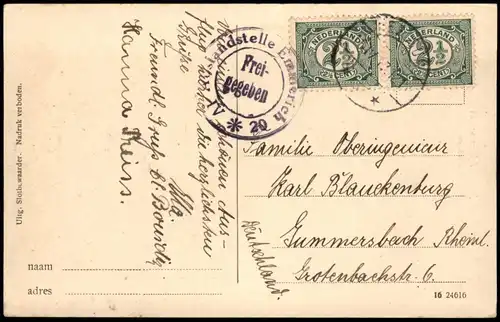 Postkaart Renkum Schloss Kasteel Doorwerth 1915