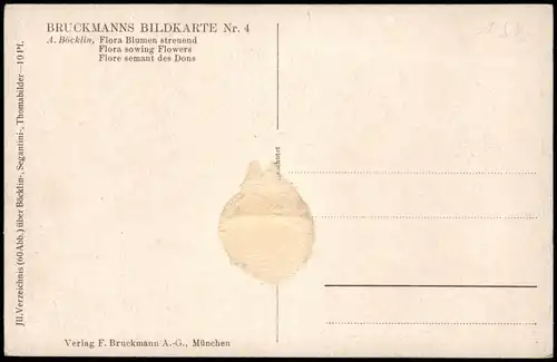 BRUCKMANNS BILDKARTE Nr. 4 A. Böcklin, Flora Blumen streuend 1920