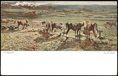 Ansichtskarte  G. Segantini An der Barre BRUCKMANNS BILDKARTE Nr. 39 1920