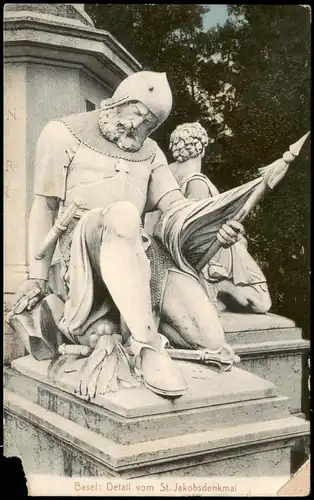 Ansichtskarte Basel Detail vom St. Jakobsdenkmal 1921