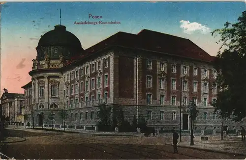 Postcard Posen Poznań Ansiedlungskommision 1918  gel. Feldpost Festungs-Lazarett