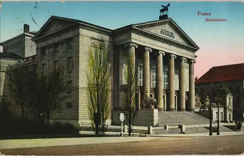 Postcard Posen Poznań Neues Stadttheater 1916  gel. Feldpoststempel