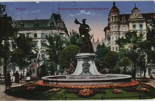 Postcard Posen Poznań Königsplatz 1917  gel- Feldpost Posen West