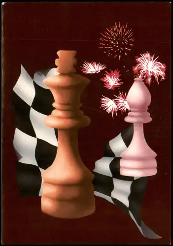 Schach Chess Motivkarte Spielzug Lasker Capablanca St. Peterburg anno 1914 1990